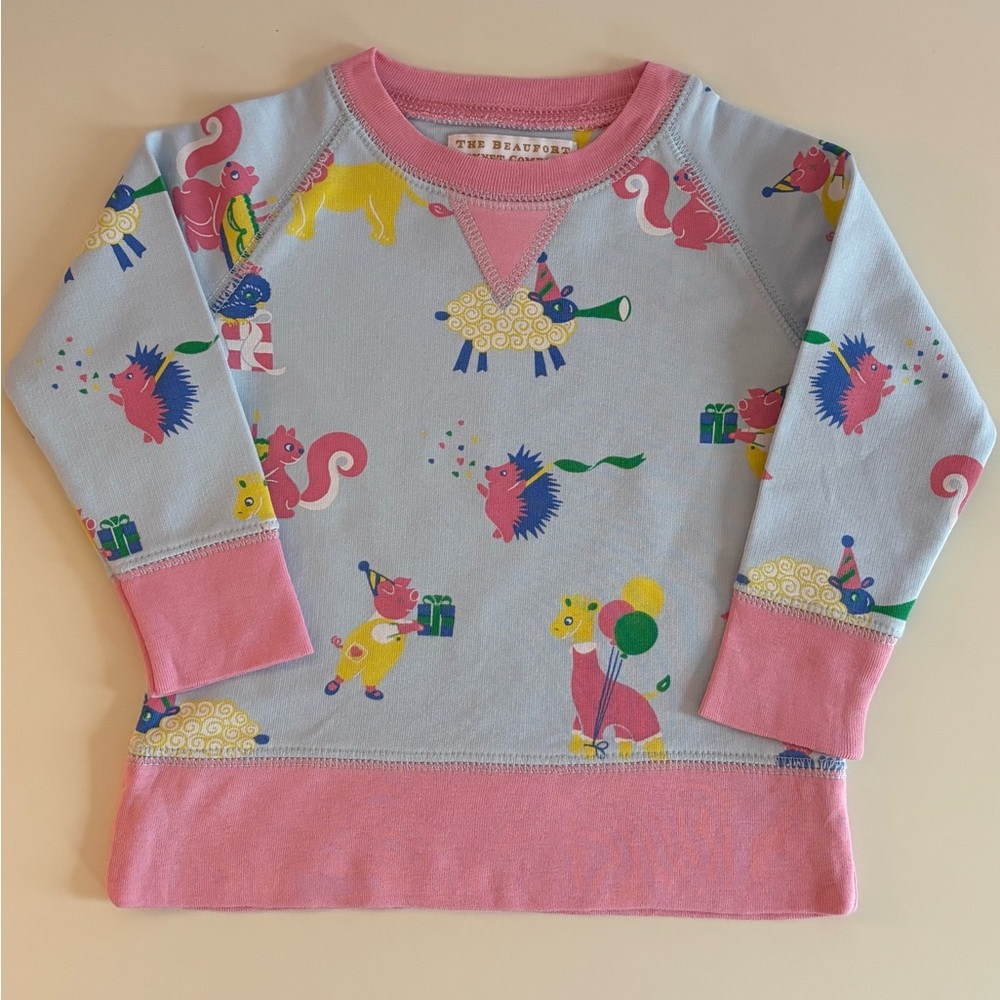 EUC The Beaufort Bonnet Company Cassidy Comfy Crewneck Party On Party Animal 0-6 - Picture 5 of 5